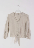 Beige Tie Front Cropped Top